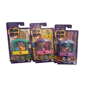 Polly Pocket Compact Stack-able Rooms Set. New Factory Sealed Toy 3 PACK